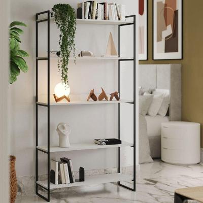 Estante Alta Guaecá 180x95 Industrial Para Livros E Decor Em Sala Ou Escritório - Preto-branco