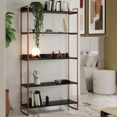 Estante Industrial Multiuso Guaecá 180x95 Para Home Office Sala Quarto Organização - Cobre-preto