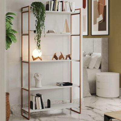 Estante Para Escritório Guaecá 180x95 Industrial Multiuso Livros E Decoração - Cobre-branco