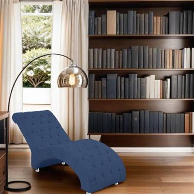 Recamier Divã Espreguiçadeira Para Sala Cliníca Elisa Suede Azul Marinho