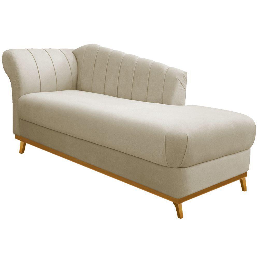 Diva Recamier Vanessa 140cm Lado Esquerdo Linho - Doce Sonho Móveis Cor Bege - 2