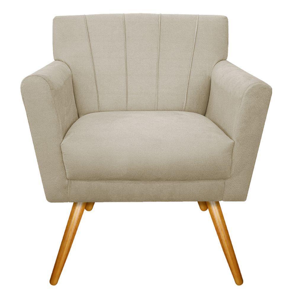 Kit Diva Recamier Vanessa 140Cm Lado Direito E 02 Poltronas Laura Linho Cor Bege - 6