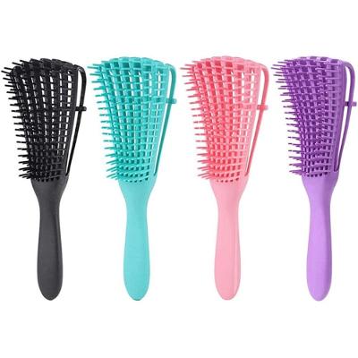 Escova Polvo Para Cabelos Cacheados Desembaraçante Flexivel 8 Pontas Preto