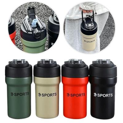 Garrafa Térmica Copo Inox 500ml Canudo Alça Esporte Academia Vermelho