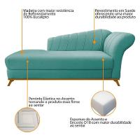 Kit Diva Recamier Vanessa 140Cm Lado Esquerdo E 02 Poltronas Laura Suede Cor Azultiffany - 3
