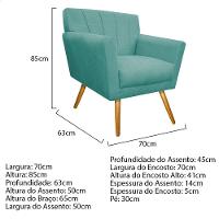 Kit Diva Recamier Vanessa 140Cm Lado Esquerdo E 02 Poltronas Laura Suede Cor Azultiffany