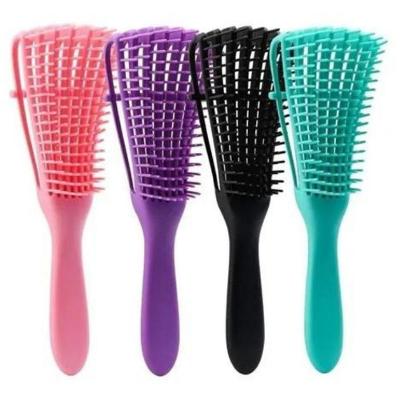 Escova Polvo Para Cabelos Cacheados Desembaraçante Flexivel 8 Pontas Rosa