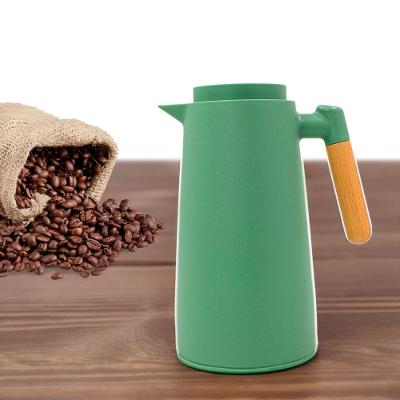 Garrafa Termica Jarra Inox Cafe Cha 1 Litro Cabo Madeira Verde