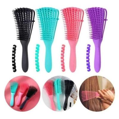 Escova Polvo Para Cabelos Cacheados Desembaraçante Flexivel 8 Pontas Verde