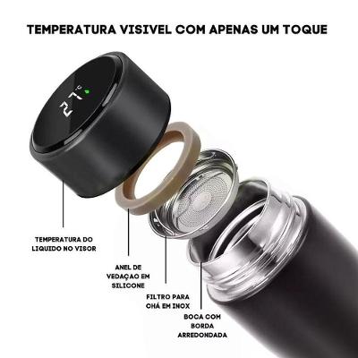 Garrafa Térmica Inteligente Com Indicador E Sensor De Temperatura Led – 500ml | Vermelho