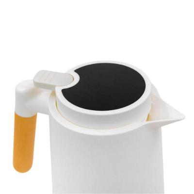 Garrafa Térmica Inox 1l Café E Chá Com Cabo De Madeira – Mantém Bebidas Quentes Ou Frias Branco