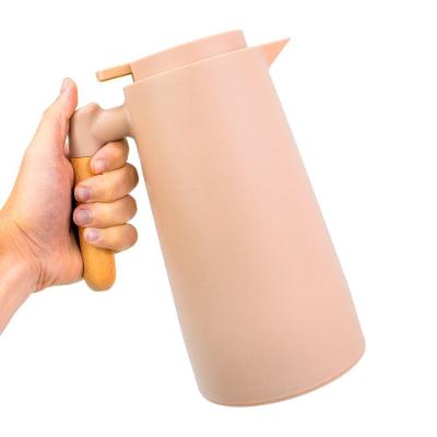 Garrafa Termica Jarra Inox Cafe Cha 1 Litro Cabo Madeira - Preto