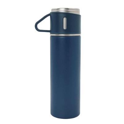 Garrafa Termica Com Copo Parede Dupla Inox Squeeze 500ml | Ideal Para Café, Chá, Sucos Ou Outras Bebidas - Azul