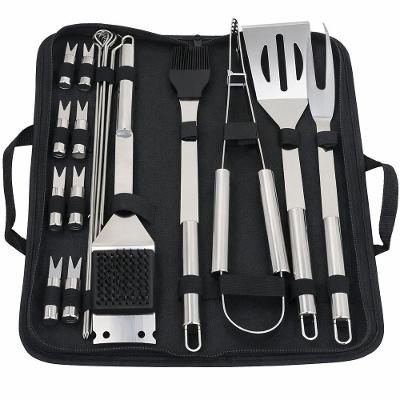 Kit Churrasco 20 Peças Com Bolsa – Ferramentas Inox Para Carnes, Camping E Lazer Ao Ar Livre