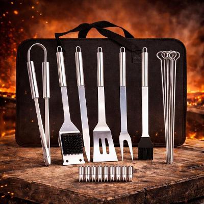 Kit Churrasco 20 Peças Com Bolsa – Ferramentas Inox Para Carnes, Camping E Lazer Ao Ar Livre