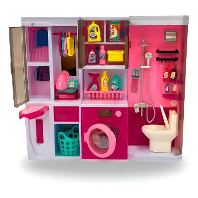 Brinquedo Lavanderia Casinha Boneca Luz Som Interativo