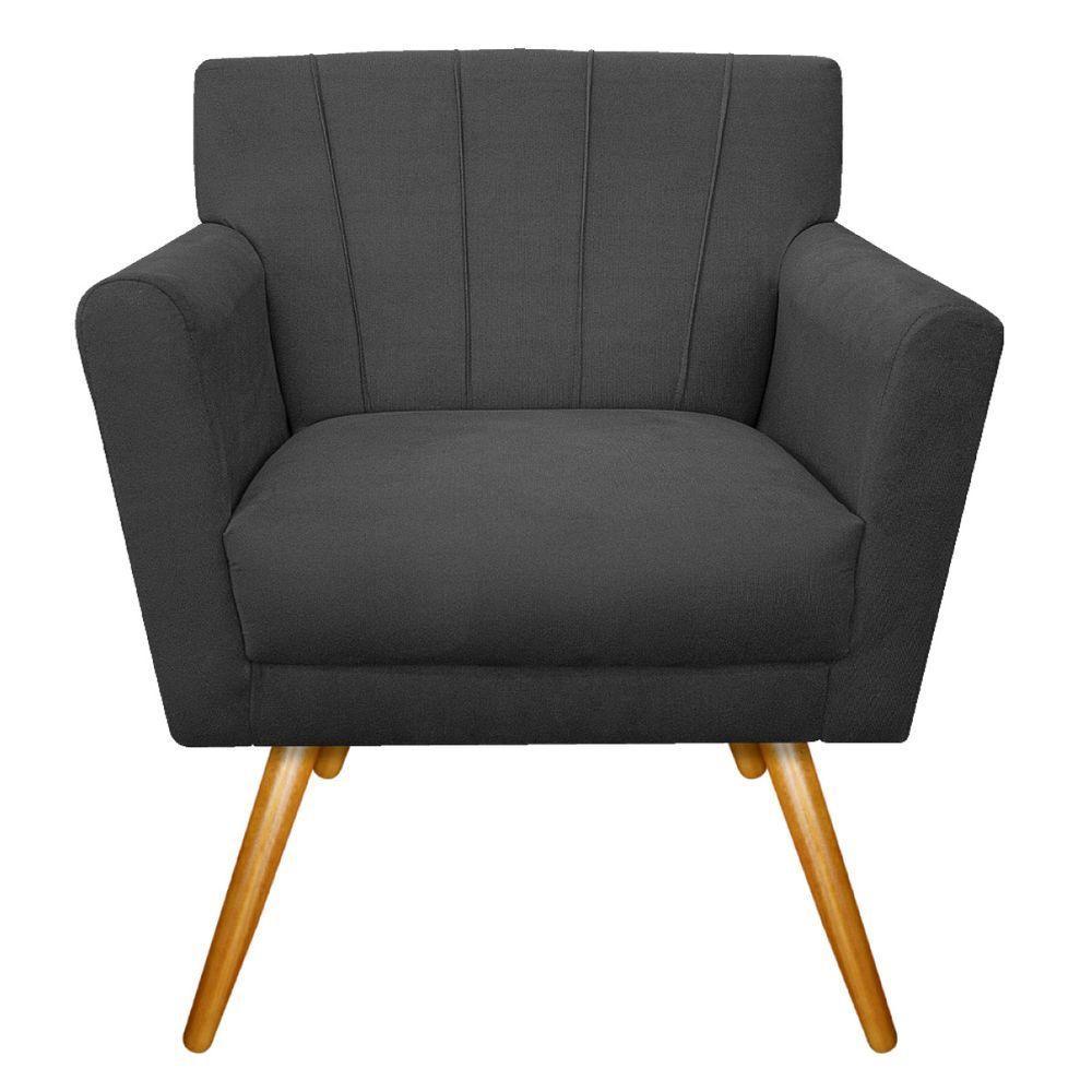 Kit Diva Recamier Vanessa 160Cm Lado Esquerdo E 02 Poltronas Laura Linho Cor Cinzaescuro - 6