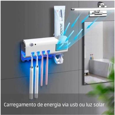 Suporte Dispenser De Pasta De Dente Com Esterelizador Uv - Possui Um Design Compacto E Oco