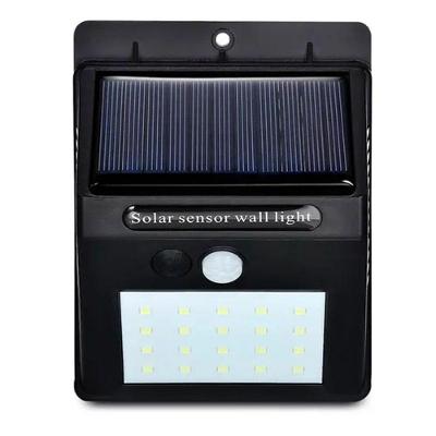 Luminaria Parede Solar 30 Leds Sensor Movimento Luz - Cor Preto