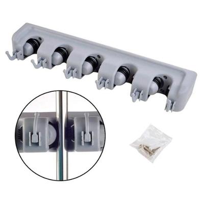 Suporte Multiuso Organizador Porta Vassoura Rodo Cozinha - Fixação Com Parafusos Cinza