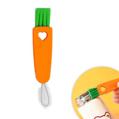 Escova De Limpeza Multiuso Para Teclado Cantos Frisos Notebooks 3 Em 1 Laranja