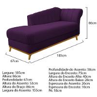 Kit Diva Recamier Vanessa 185Cm Lado Esquerdo E 02 Poltronas Laura Suede Cor Roxo - 5
