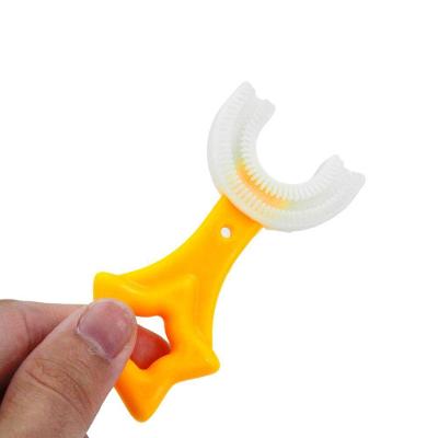 Escova De Dentes Infantil De Silicone Formato Em U 360 Graus Amarelo