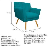 Kit Diva Recamier Vanessa 160Cm Lado Esquerdo E 02 Poltronas Laura Suede Cor Azulturquesa