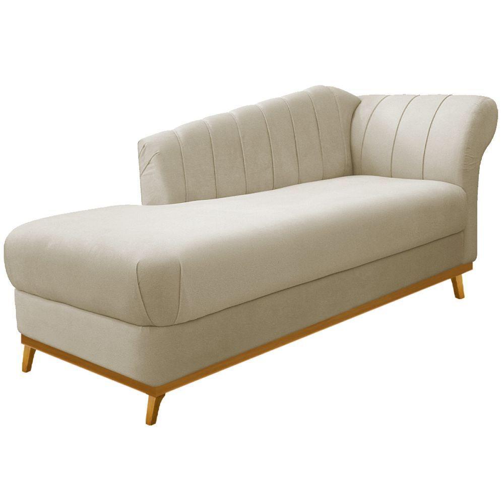 Diva Recamier Vanessa 185Cm Lado Esquerdo Linho Cor Bege - 1