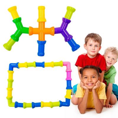 Brinquedo De Montar Interativo Plástico Blocos Infantil Coloridos Tubos Pequenos Canos Encaixar