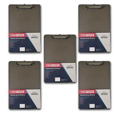 Kit 5 Prancheta Ofício Fume Transparente Predendor Metal Cinza Transparente N-a