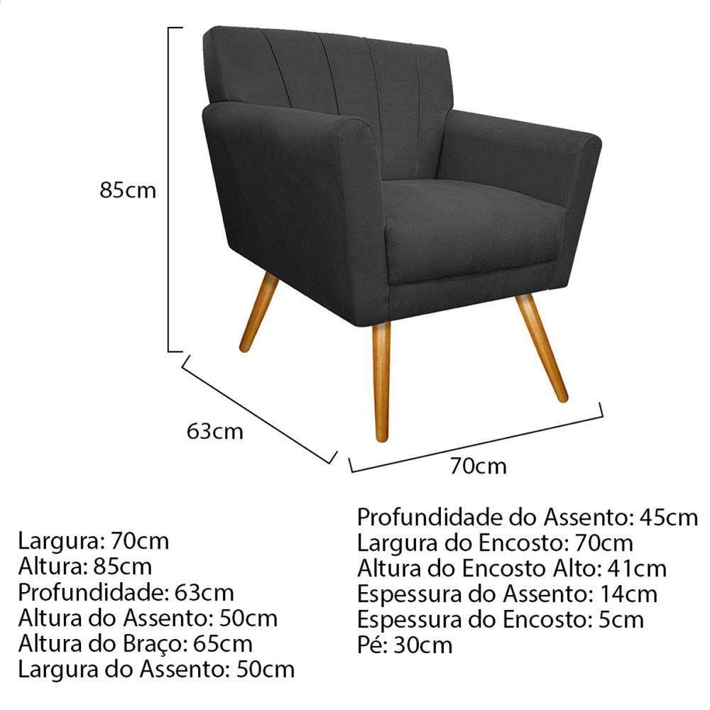 Kit Diva Recamier Vanessa 185Cm Lado Direito E 02 Poltronas Laura Linho Cor Cinzaescuro - 4