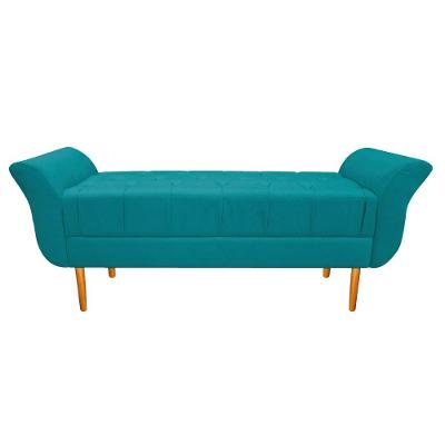 Recamier Estofado Ari 195cm King Size Suede Azul Turquesa
