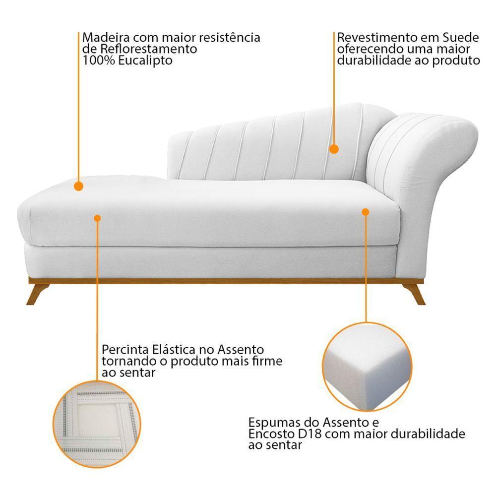 Kit Diva Recamier Vanessa 160Cm Lado Esquerdo E 02 Poltronas Laura Suede Cor Branco - 3