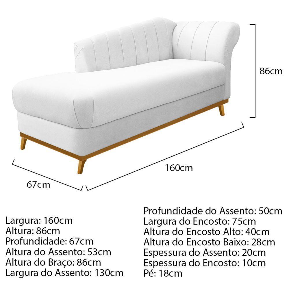 Kit Diva Recamier Vanessa 160Cm Lado Esquerdo E 02 Poltronas Laura Suede Cor Branco - 5