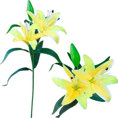 Kit 6 Plantas Artificiais Enfeite Lírio Amarelo Jardim 73cm