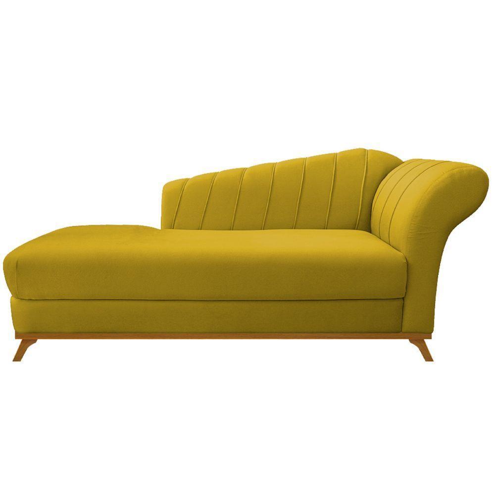 Kit Diva Recamier Vanessa 140Cm Lado Esquerdo E 02 Poltronas Laura Suede Cor Amarelo - 7