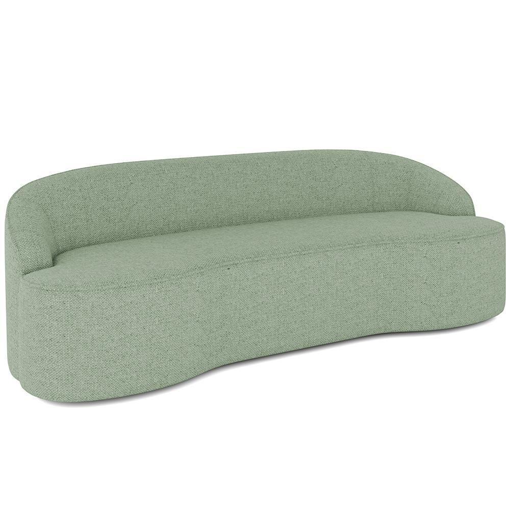 Sofá 3 Lugares Curvo Sala De Estar Living Lótus D02 Linho Verde 180 Cm D-477 - 1