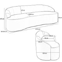 Sofá 3 Lugares Curvo Sala De Estar Living Lótus D02 Veludo Mostarda 210 Cm C-279 - 7