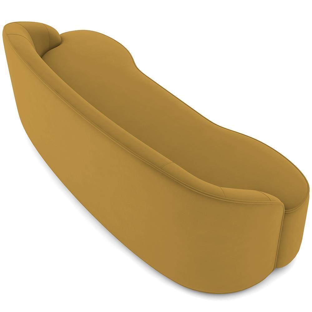 Sofá 3 Lugares Curvo Sala De Estar Living Lótus D02 Veludo Mostarda 180 Cm C-279 - 5