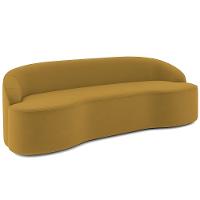 Sofá 3 Lugares Curvo Sala De Estar Living Lótus D02 Veludo Mostarda 180 Cm C-279 - 1