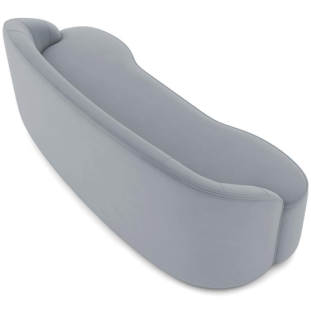 Sofá 3 Lugares Curvo Sala De Estar Living Lótus D02 Veludo Cinza 210 Cm C-317 - 8