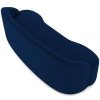 Sofá 3 Lugares Curvo Sala De Estar Living Lótus D02 Veludo Azul Marinho 180 Cm C-304 - 6