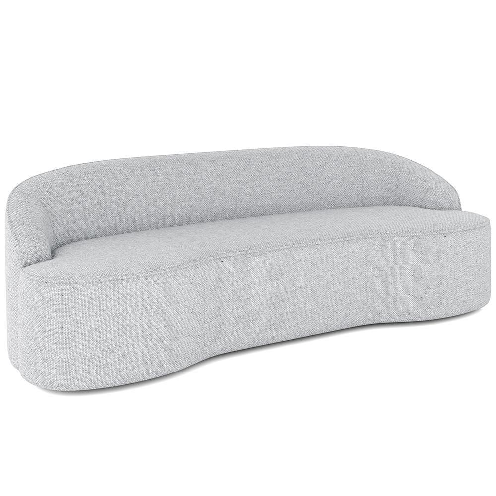 Sofá 3 Lugares Curvo Sala De Estar Living Lótus D02 Linho Cinza 210 Cm D-315 - 1