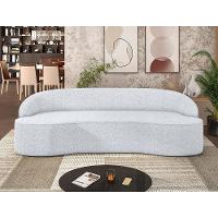 Sofá 3 Lugares Curvo Sala De Estar Living Lótus D02 Linho Cinza 210 Cm D-315 - 11