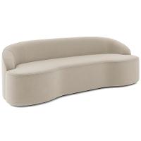 Sofá 3 Lugares Curvo Sala De Estar Living Lótus D02 Veludo Bege 180 Cm C-309 - 1