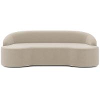 Sofá 3 Lugares Curvo Sala De Estar Living Lótus D02 Veludo Bege 180 Cm C-309