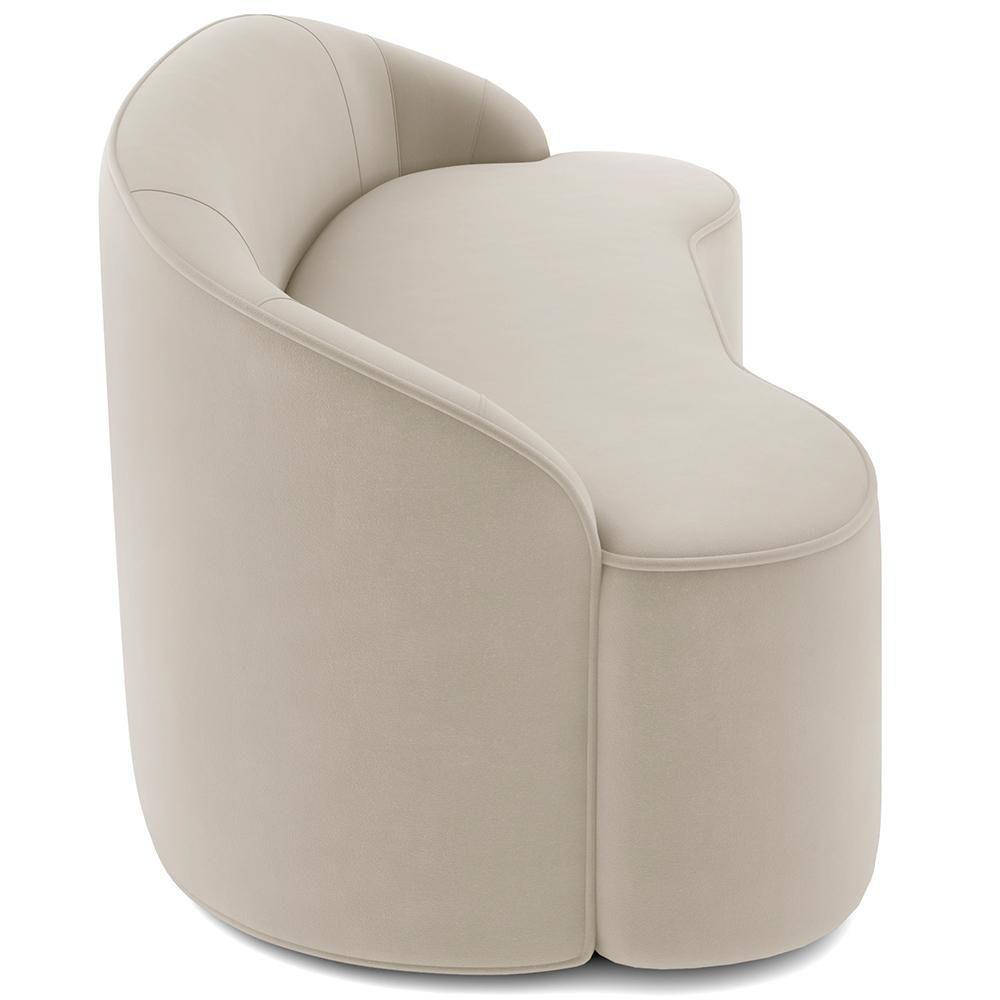 Sofá 3 Lugares Curvo Sala De Estar Living Lótus D02 Veludo Bege 210 Cm C-309 - 5