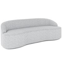 Sofá 3 Lugares Curvo Sala De Estar Living Lótus D02 Linho Cinza 180 Cm D-315 - 1