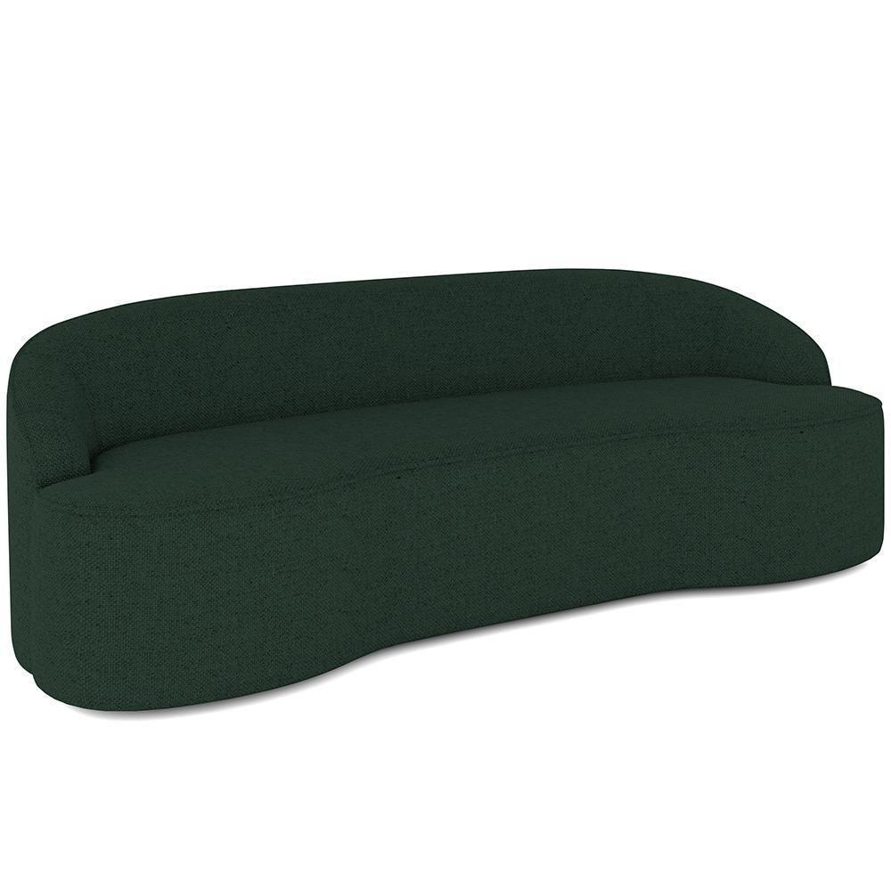 Sofá 3 Lugares Curvo Sala De Estar Living Lótus D02 Linho Verde Musgo 210 Cm C-117 - 1